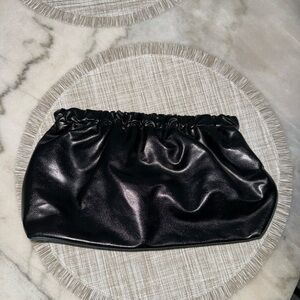 Old Navy Black Faux Leather Gathered Clutch